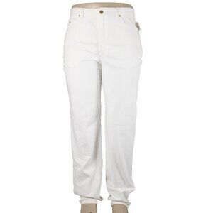 St John Signature Sz 16 x 35 White Denim Pockets Straight Leg Cotton Jeans